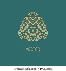 Logo design elements. Linear Gold emblem on a colorfull background. Logo template for Cafe, Hotel, Heraldic, Restaurant, Boutique. logo design for business