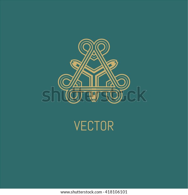 Logo Design Elements Linear Gold Emblem Stock Vector Royalty Free