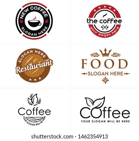 Logo design emblem cup coffee and leaf with crown suitable for cafe food drink restaurant luxury