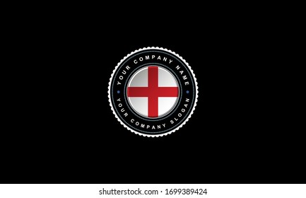 diseño de logotipo con el concepto de Inglaterra en círculo. blanco y rojo Vintage y premium