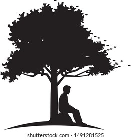 Logo design to enjoy nature under a tree