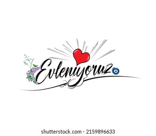 Logo design with "evleniyoruz" text