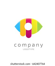 Logo design eye vector template. Illustration design of logotype business oculist clinic flat symbol. inspiration pictogram