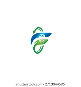 logo design F cold technology vector illusion