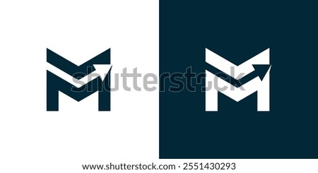 Logo design as F stacked and M forward up arrow