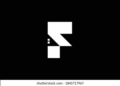 Logo design of F in vector for construction, home, real estate, building, property. Minimal awesome trendy professional logo design template on black background.
