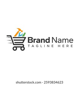 logo design for fast shopping, trolley, market