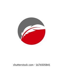 Logo design with feather and company name, for a writer or publishers.