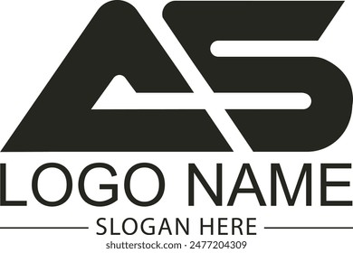 The AS logo design features sleek, modern typography with an elegant fusion of serif and sans-serif elements, emphasizing simplicity and sophistication.