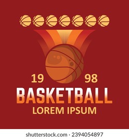 A logo design featuring basketball is dominated by red, suitable for brands or teams that emphasize strategy and team play