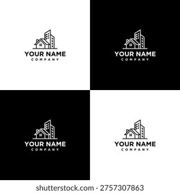 Logo design featuring a house with buildings