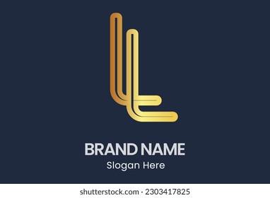 a logo design featuring the initial L, created in an elegant gold handwriting style. The logo is designed to function as an L signature or symbol, suitable for use in wedding fashion, jewelry boutique