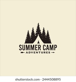 The logo design featuring a pine tree and tent motif, evoking the essence of camping and the outdoors. This classic logo is perfect for outdoor and camping enthusiasts.