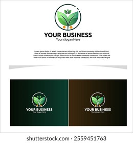 logo design featuring a sprouting leaf with soft curves, modern style and clean, logo vector template