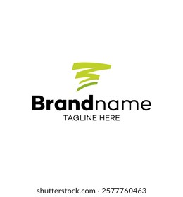 Logo design featuring a vibrant green swirling pattern representing energy and dynamism in modern branding