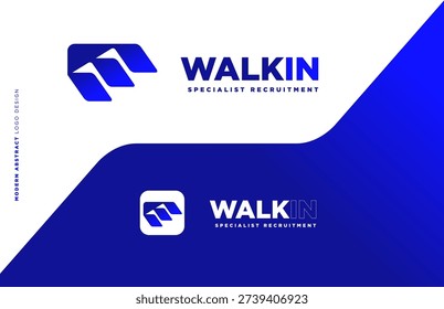 Logo design featuring the word Walkin and specialist recruitment in a modern blue theme