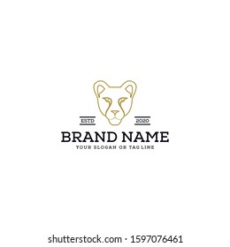 logo design female lion head vector template