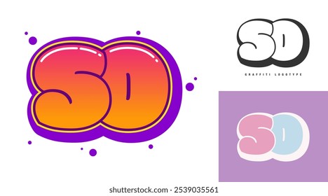 Design de logotipo SO para festival ou festa. Letra inicial s e o em estilo grafite. Creative moderno lettering nome da empresa de tipografia de fonte. Logotipo ou identidade da moda infantil. Ilustração vetorial.