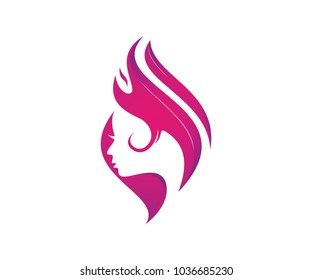 Logo Design Fire Girl Stock Vector (Royalty Free) 1036685230