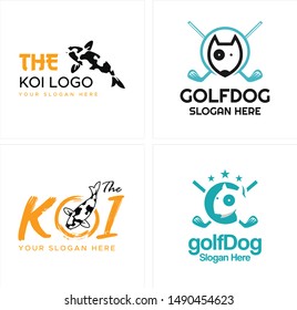 The logo design with fish and dog head stick golf is suitable for animal fish store competitions