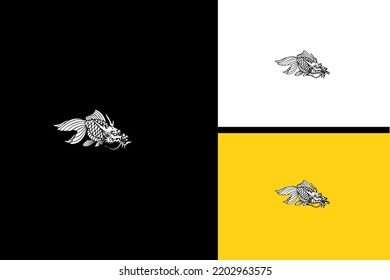 Logo Design Of Fish Head Dragon Vector Line Art