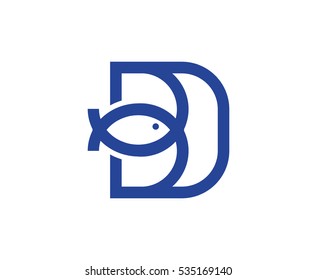 Logo design with fish and the letters