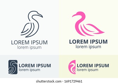 logo design of flamingo bird silhouette template in creative shape isolate vector illustration use for any modern business.
