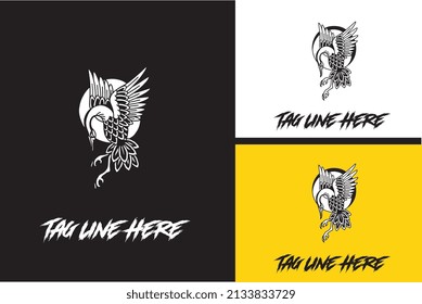 logo design of flamingo vector black and white