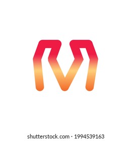 Logo design flat minimalist initial letter M . Abstract emblem, design concept, logo, logotype element, template.