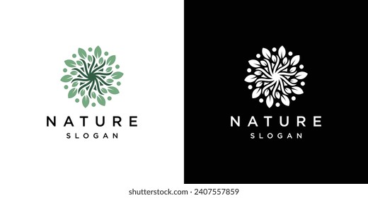 plantilla de hoja de flores de diseño de logotipo