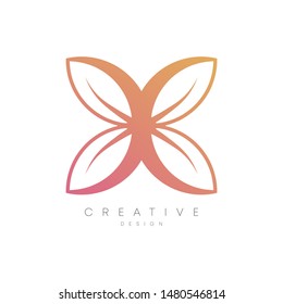 Logo design with flower shape inside. Flower petals with unique leaves. Modern circle design. Combined leaves and sound. Can be used for brands, labels, or incorporated into your other designs