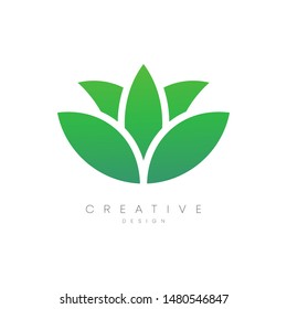 Logo design with flower shape inside. Flower petals with unique leaves. Modern circle design. Combined leaves and sound. Can be used for brands, labels, or incorporated into your other designs