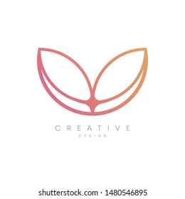 Logo design with flower shape inside. Flower petals with unique leaves. Modern circle design. Combined leaves and sound. Can be used for brands, labels, or incorporated into your other designs