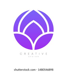 Logo design with flower shape inside. Flower petals with unique leaves. Modern circle design. Combined leaves and sound. Can be used for brands, labels, or incorporated into your other designs