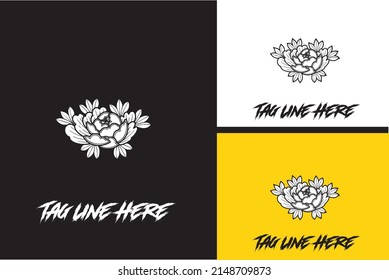 logo design of flower vector black and white