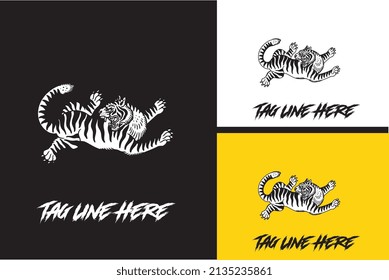 Logo-Design des fliegenden Tigers, schwarz-weiß