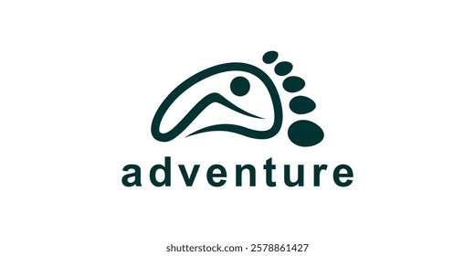 logo design of footprints and scenery, symbol for adventure, travel, step, icon, idea, creative.