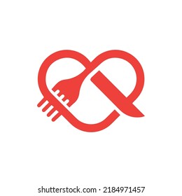 Logo Design With Fork And Spoon And Heart Shape