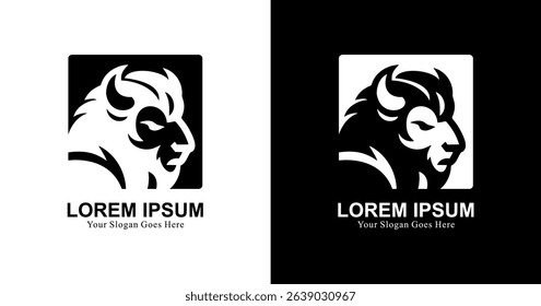 The logo design is in the form of a bison head combined with a square