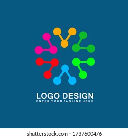 
The logo design in the form of share icons totals six with various colors. There are six share icons. Network icons