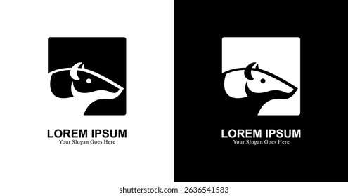 Logo design in the form of a tapir head combined with a square