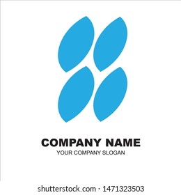 Logo design of four abstract geometric shapes. Vector logo that is colored blue