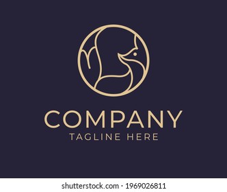 Diseño de logotipo de Fox Line. Ilustración vectorial del Resumen de la Línea Fox en Círculo. Plantilla de diseño de líneas de vectores modernas de vintage