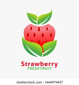 Logo design of fresh strawberry fruit