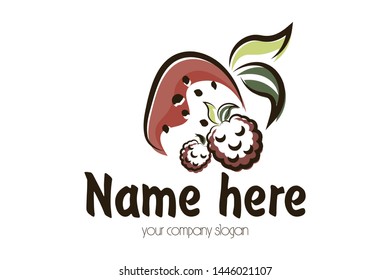 Logo design of fresh strawberry and raspberry for company, farm, print, web. EPS10