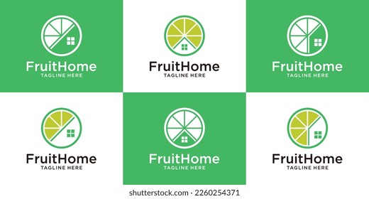 logo design fruit and home abstract icon vector illustration