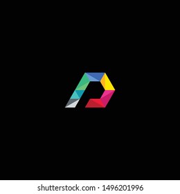logo design full color digital letter p