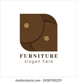 Logo design for a furniture manufacturer or furniture showroom. Tree cut icon on brown background