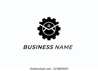logo design gear machine and email