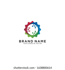 logo design Gear technology full color vector template